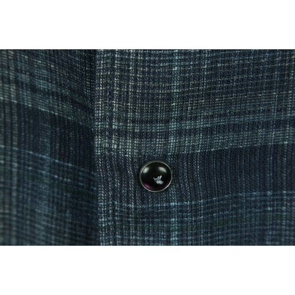 Equilibrio Button Front Shirt Plaid Blue Cotton Men's XL Roll Tab Long Sleeves - Picture 10 of 10